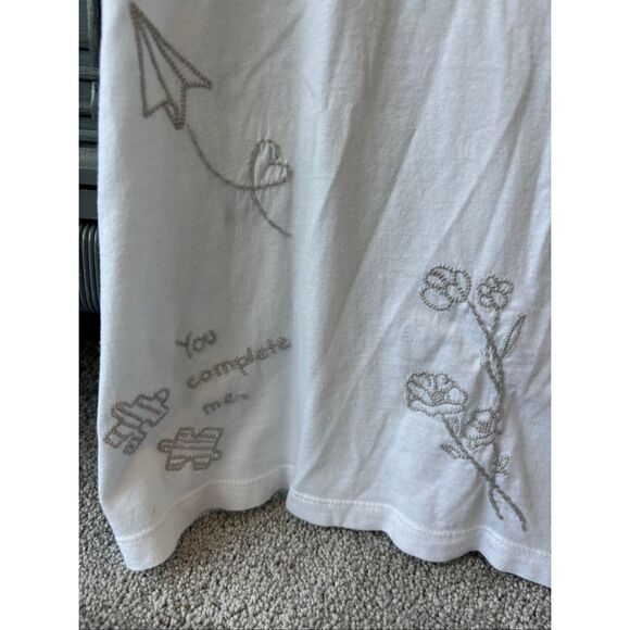 NWOT Johnny Was embroidered white short sleeve t shirt, Small $198 A1 - Picture 5 of 9
